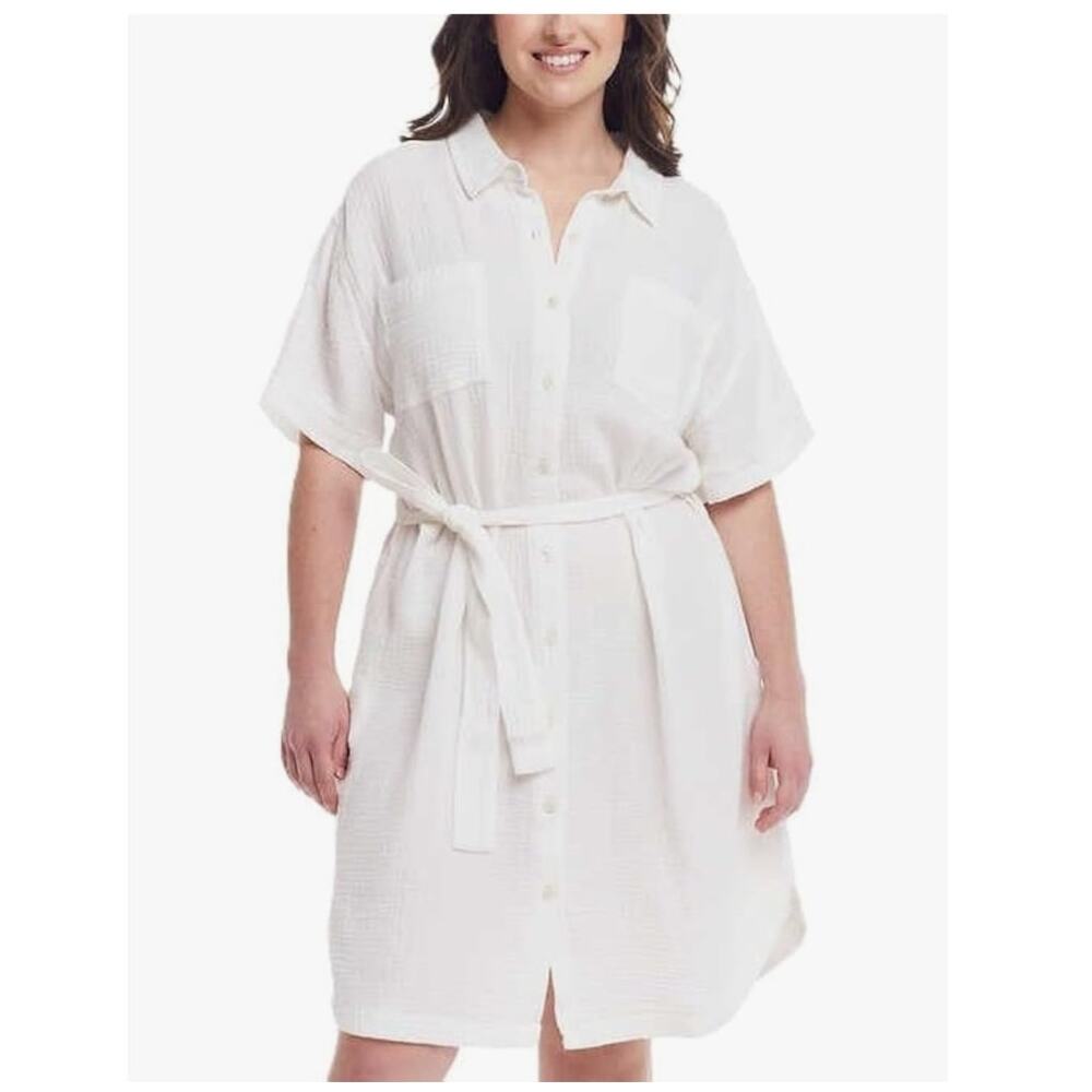 Weatherproof Vintage White Cotton Gauze Casual Lagonlook Dress